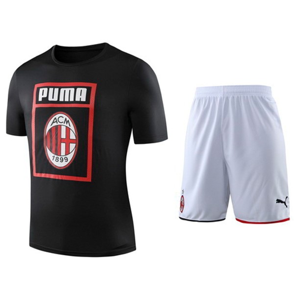 Camiseta de Entrenamiento Conjunto Completo AC Milan 2019 2020 Negro Blanco